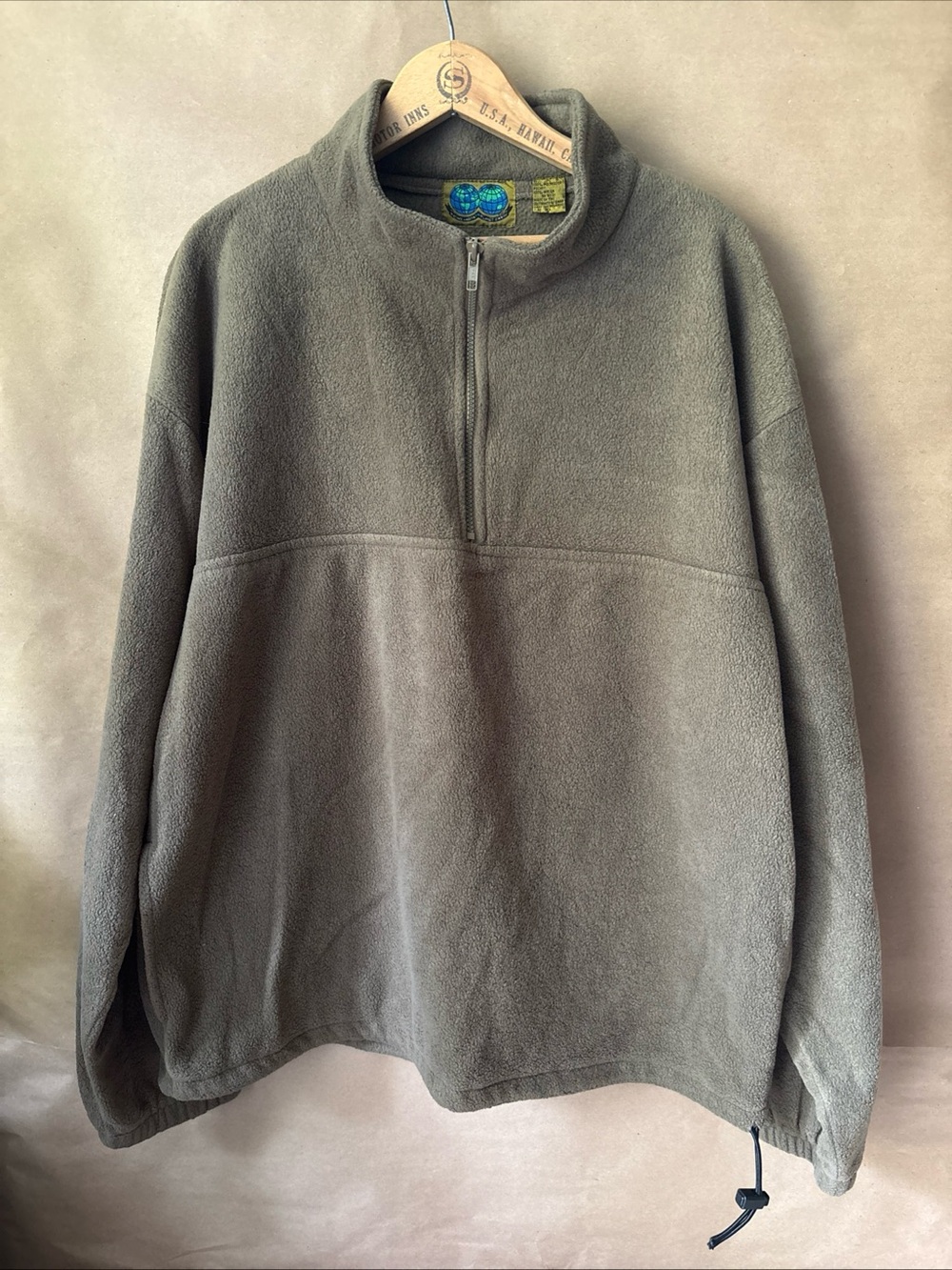 Vintage Native Habitat Planet Earth Brown Quarter-Zip Fleece Jacket Men's XL
